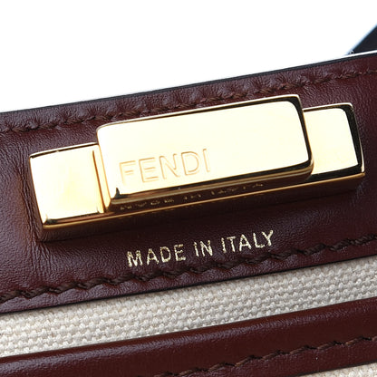 Fendi Sardinian Jacquard Vitello King FF 1974 Embroidered Medium Peekaboo X-Tote Corda Praline 6 of 9