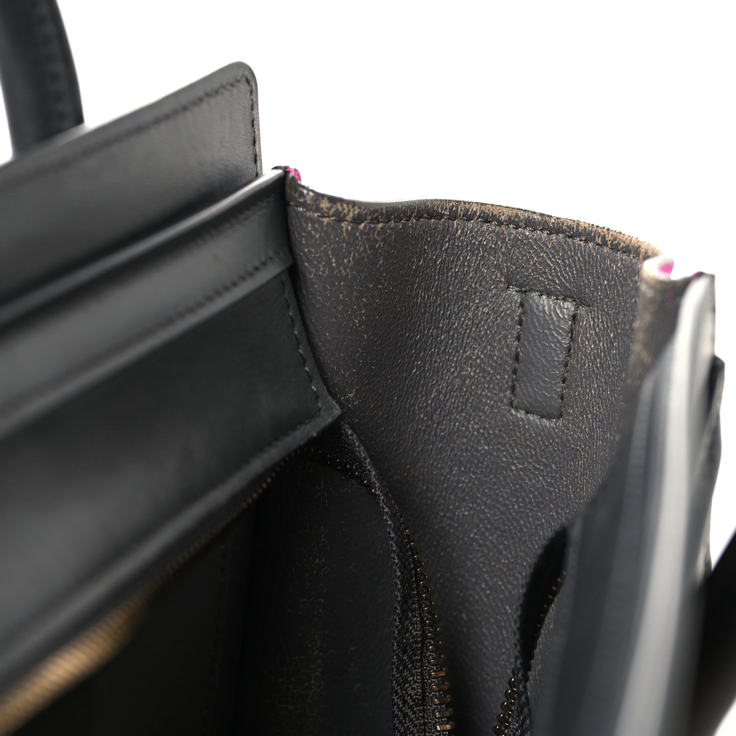 Baby Grained Calfskin Nubuck Nano Tri-Color Luggage Fuchsia