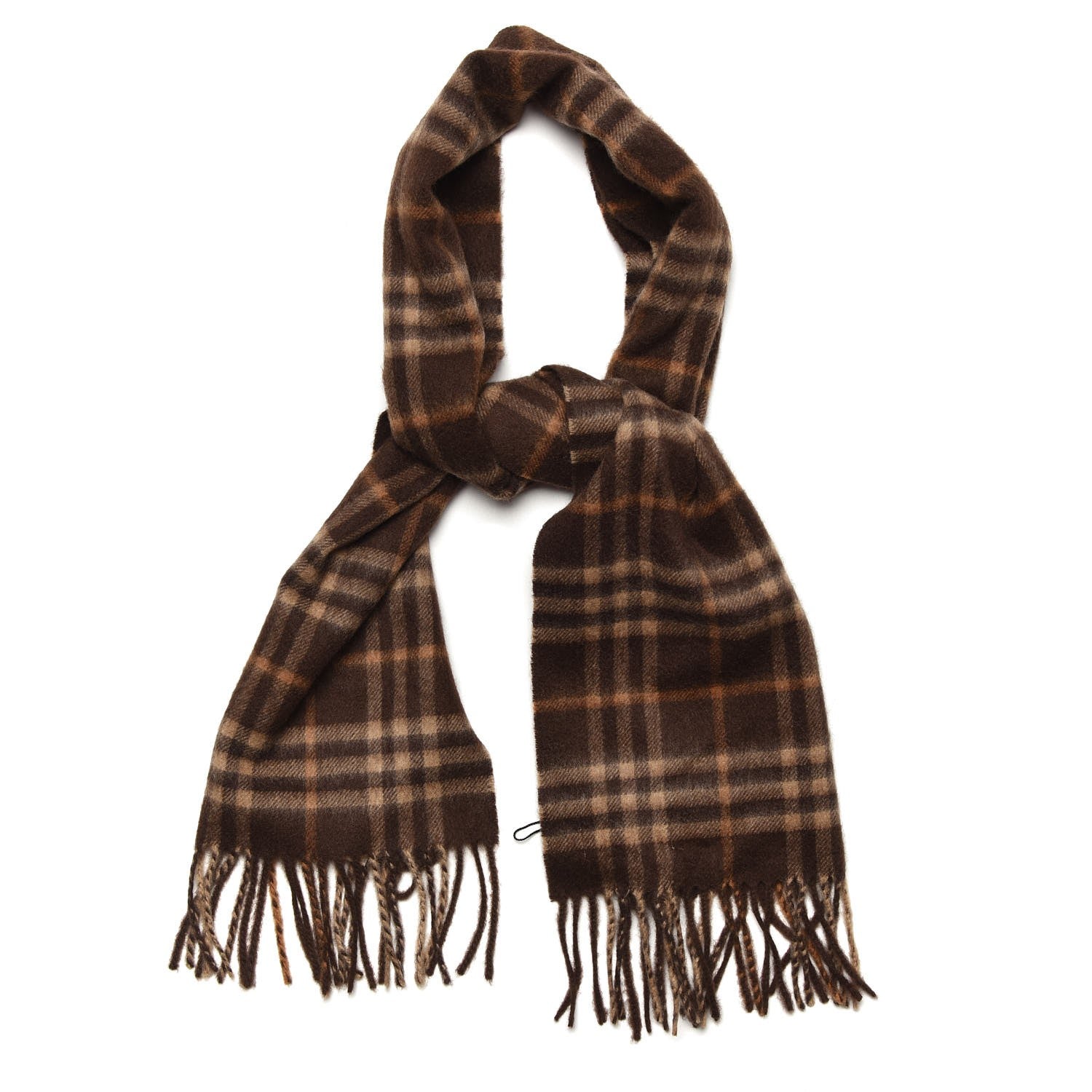 Burberry Cashmere Classic Check Fringe Scarf Caramel 1 of 5