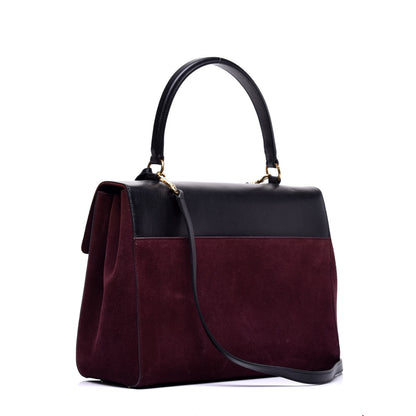 Saint Laurent Calfskin Suede Medium Moujik Top Handle Bag Amarena Black 4 of 9