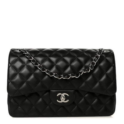 Chanel Lambskin Quilted Jumbo Double Flap Black 1 of 12