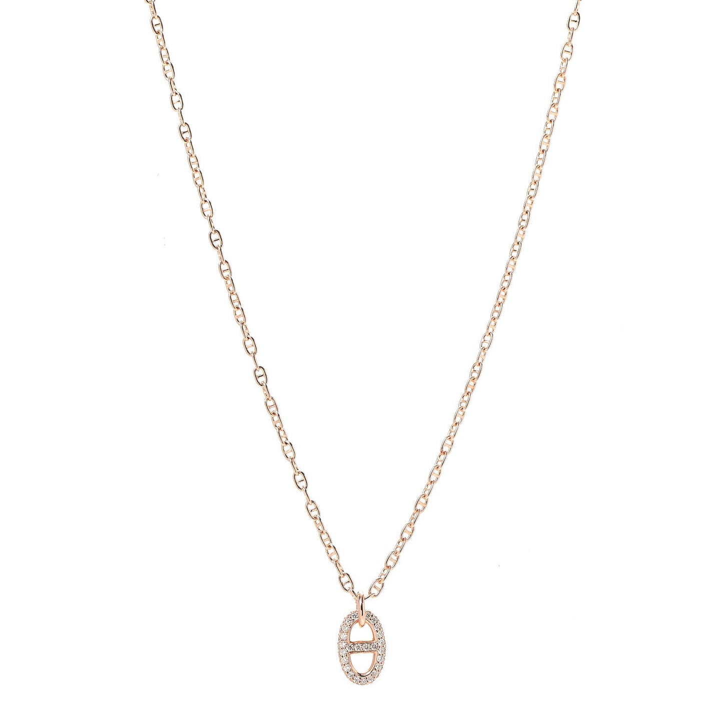 18K Rose Gold Diamond PM New Farandole Pendant Necklace SH