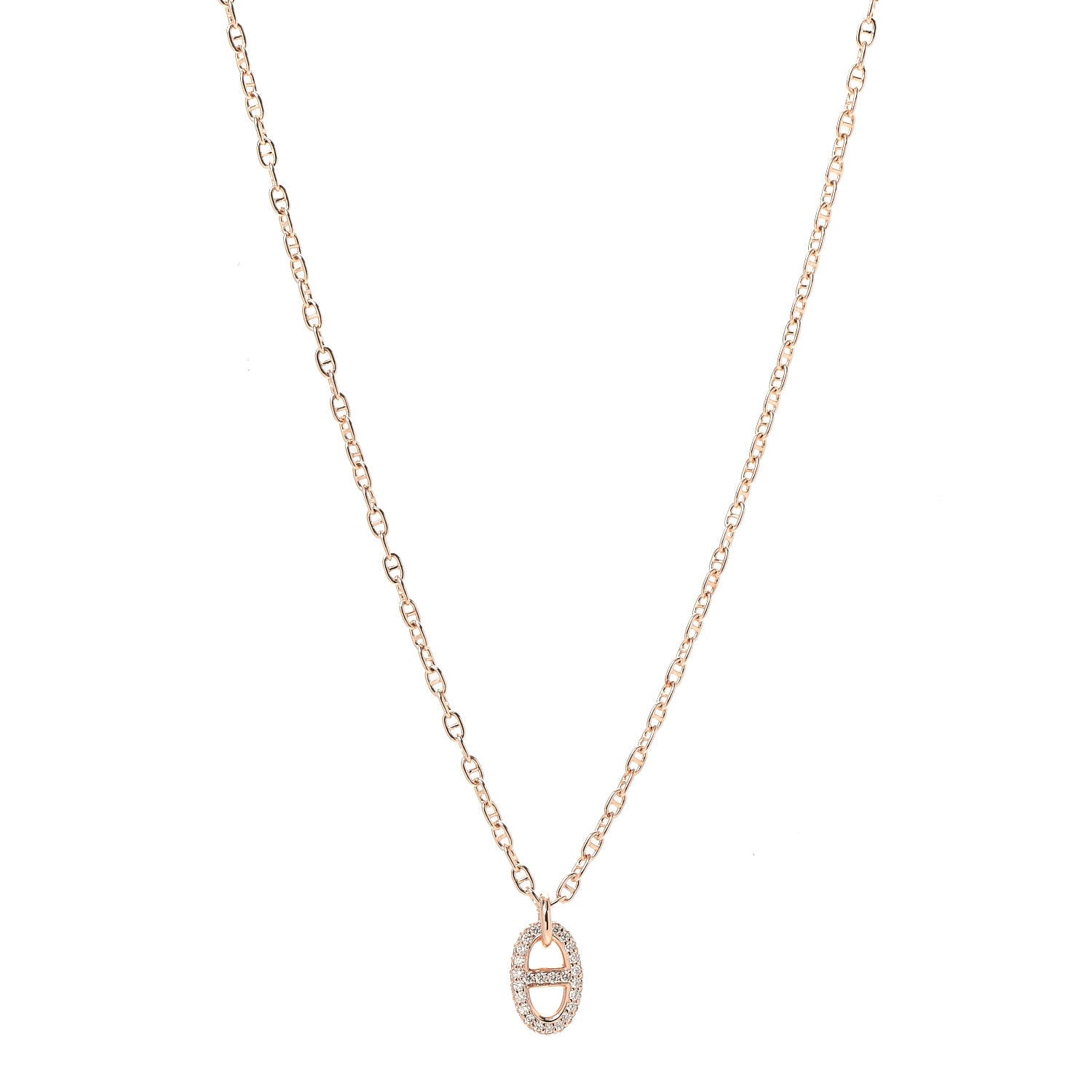 Hermes 18K Rose Gold Diamond PM New Farandole Pendant Necklace SH 1 of 5