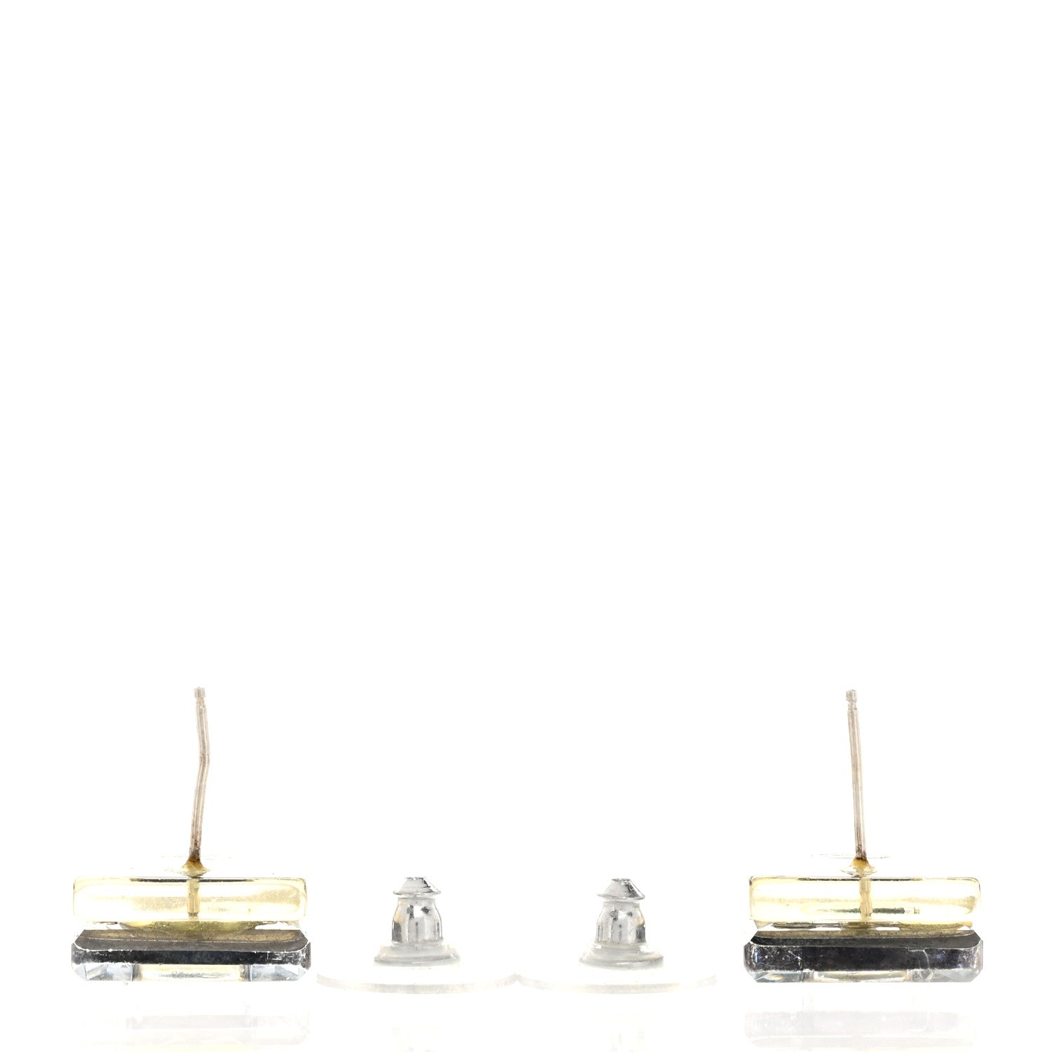 Chanel Resin CC Square Earrings Silver Black 3 of 4