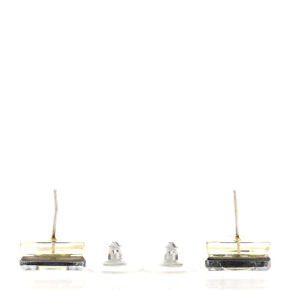 Chanel Resin CC Square Earrings Silver Black 3 of 4