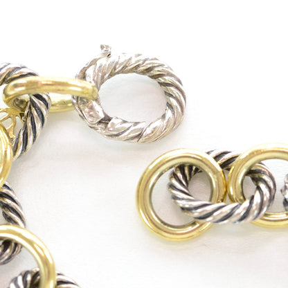 David Yurman Sterling Silver 18k Medium Oval Link Bracelet Onyx Heart Charm 3 of 7