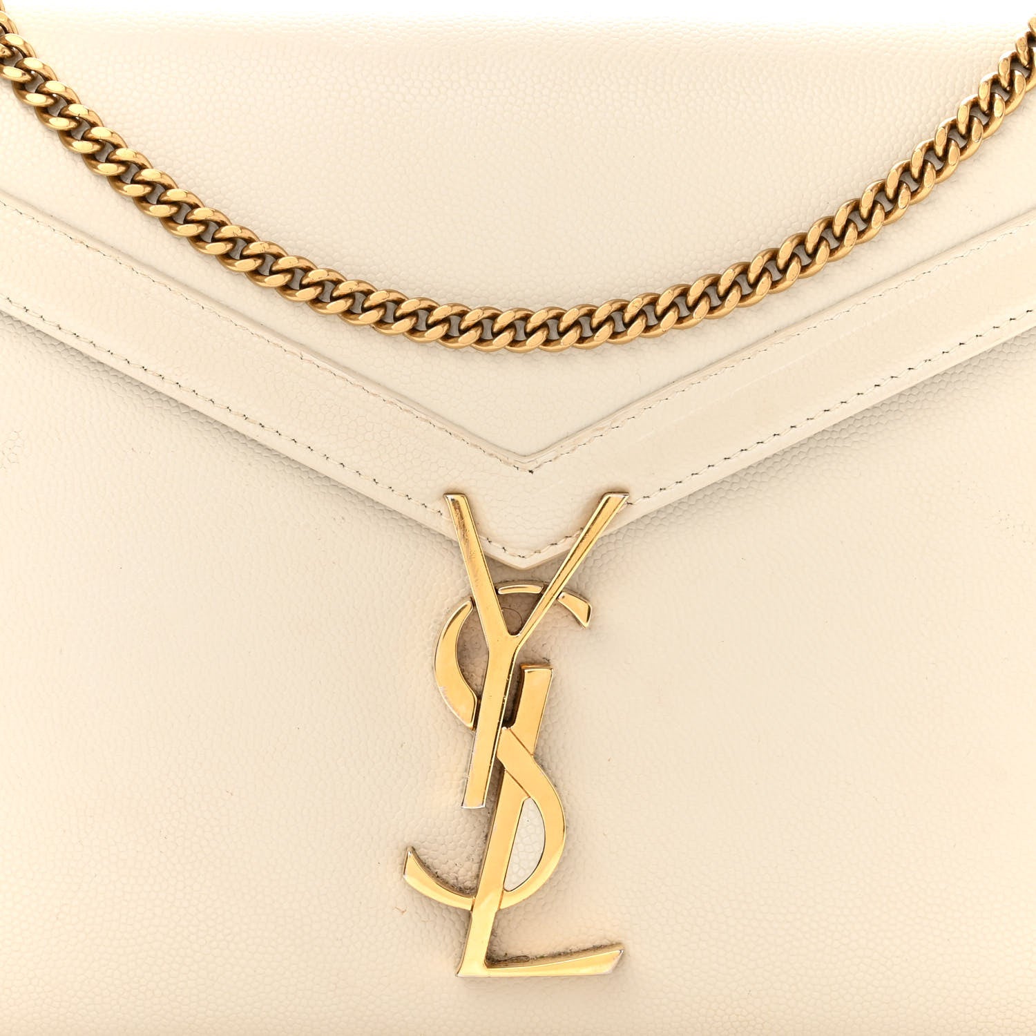 Saint Laurent Grain De Poudre Monogram Cassandra Chain Wallet Crema Soft Rouge Legion 6 of 9