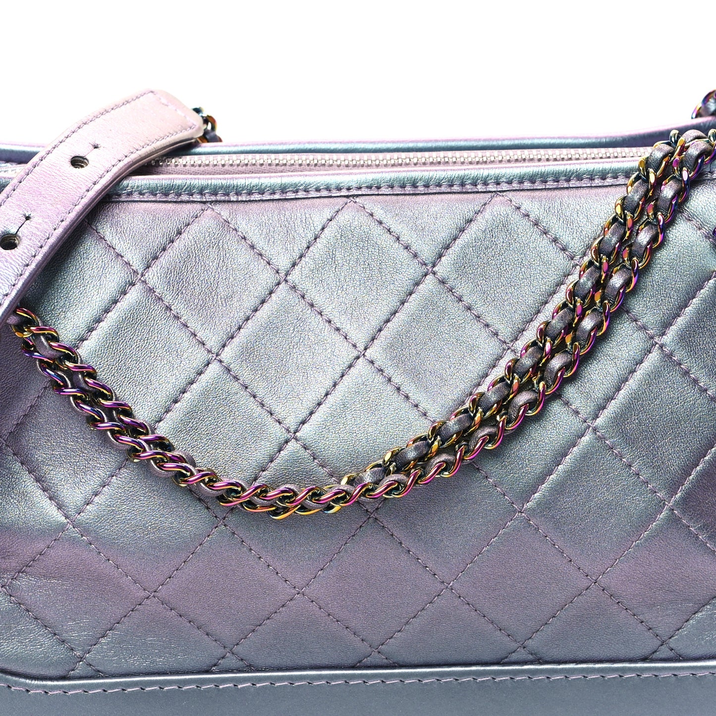 Iridescent Lambskin Calfskin Quilted Medium Gabrielle Hobo Light Purple