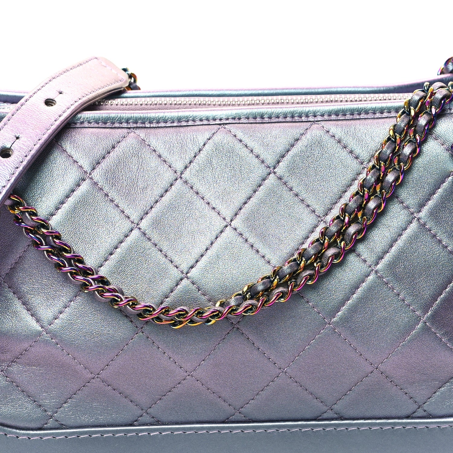 Chanel Iridescent Lambskin Calfskin Quilted Medium Gabrielle Hobo Light Purple 8 of 10