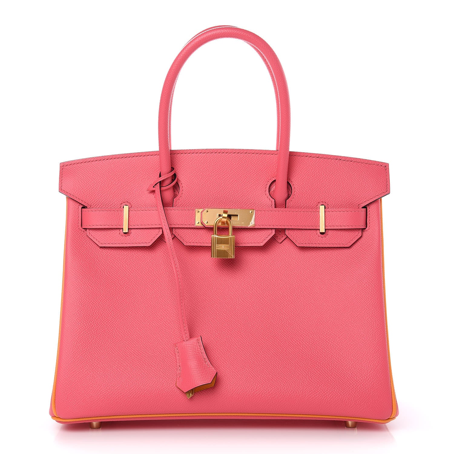 Hermes Epsom Horseshoe Birkin 30 Rose Azalee Jaune D'or 1 of 33