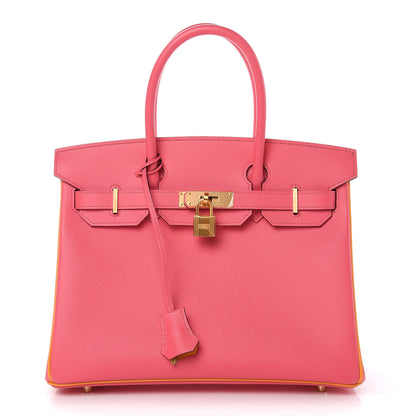 Hermes Epsom Horseshoe Birkin 30 Rose Azalee Jaune D'or 1 of 33