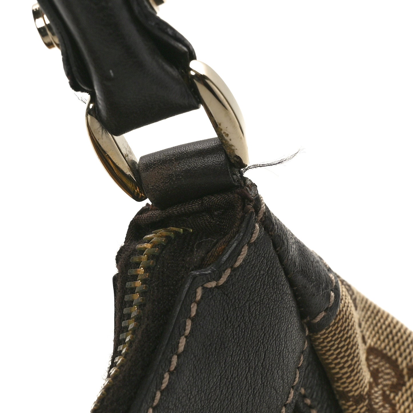 Monogram Medium D Gold Ring Hobo Dark Brown