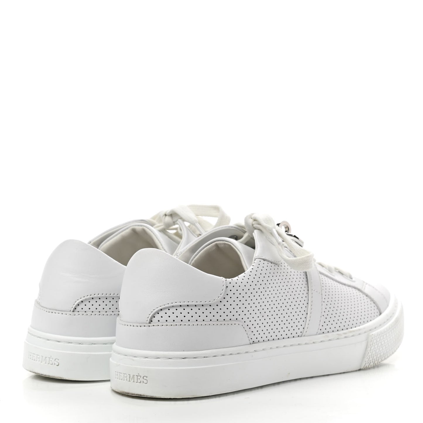 Calfskin Perforated Day Sneakers 36 White