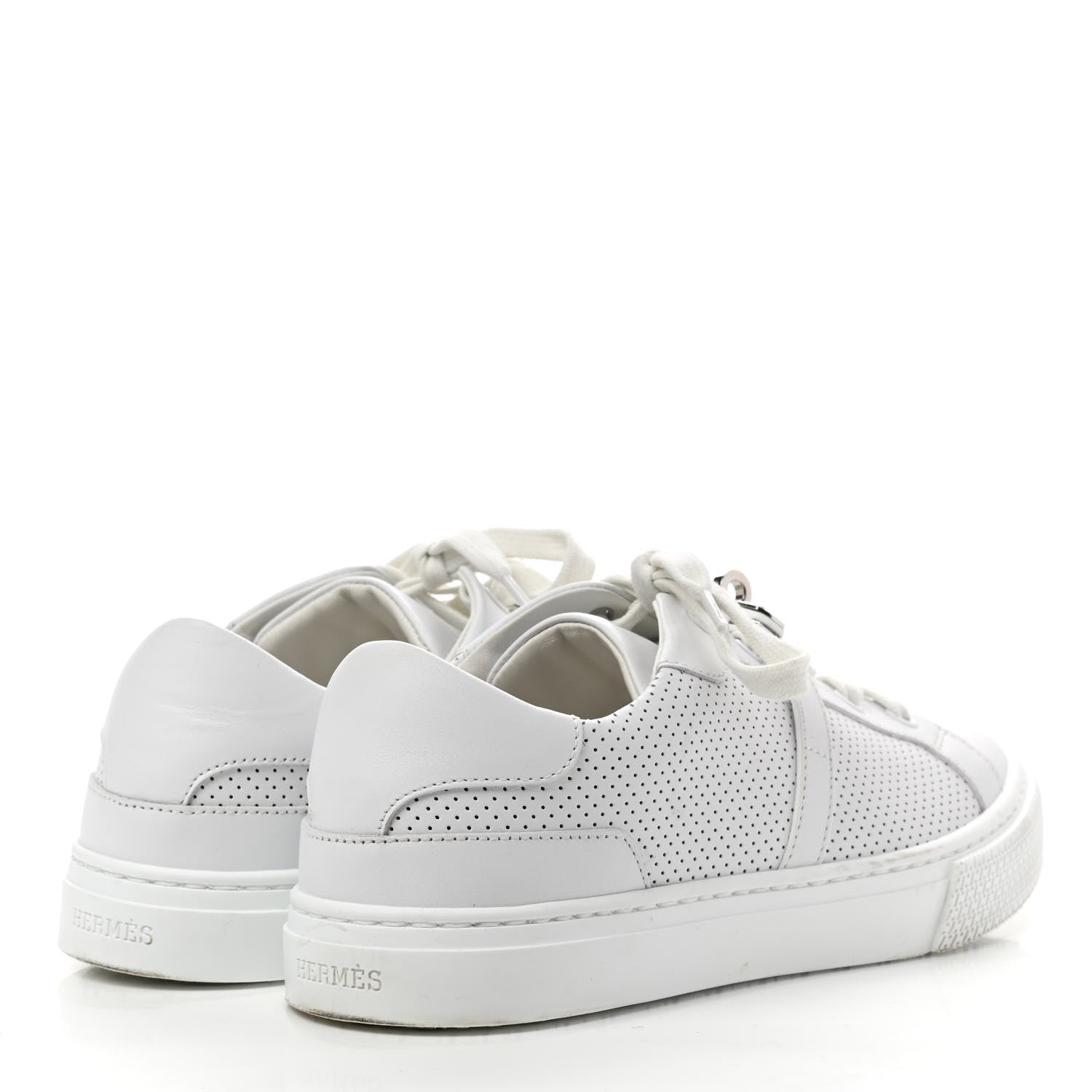 Hermes Calfskin Perforated Day Sneakers 36 White 4 of 12