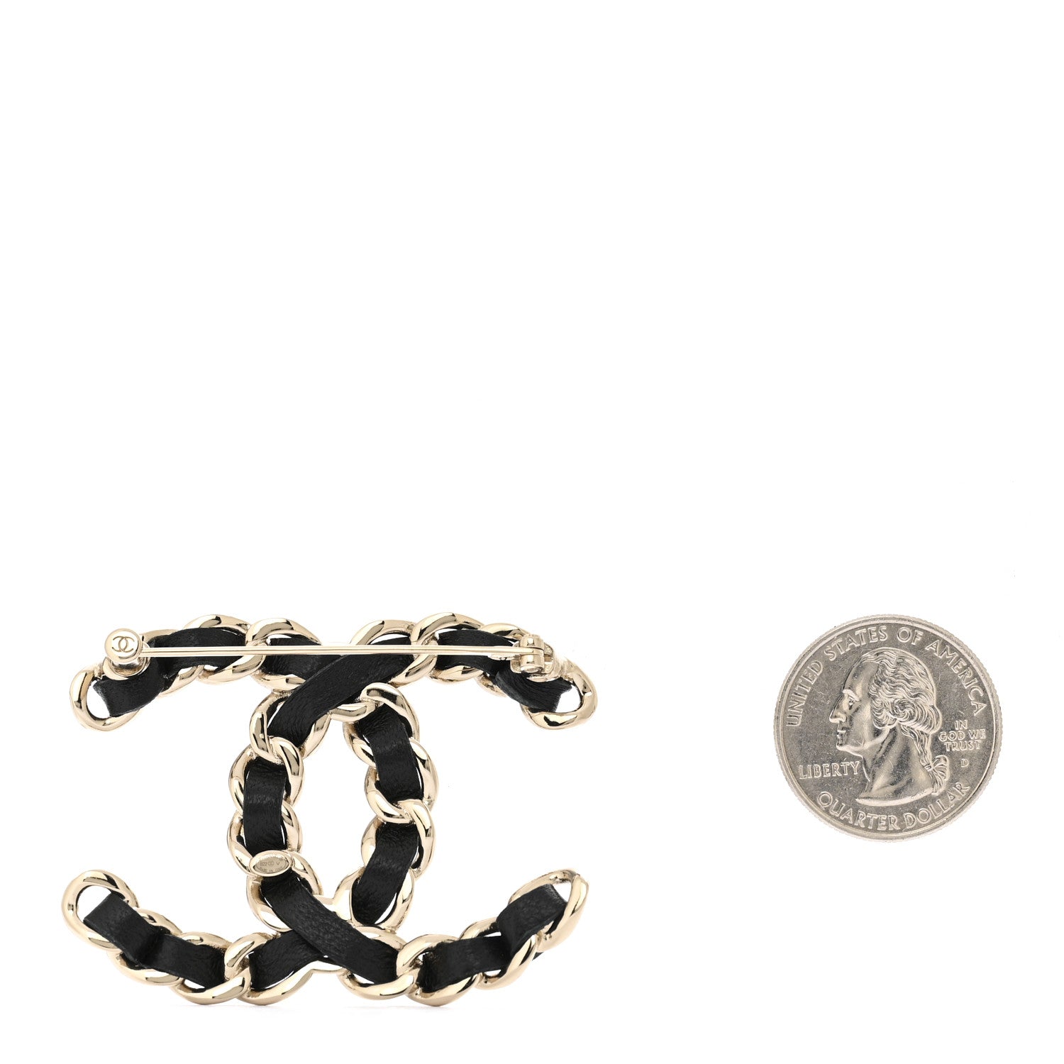 Chanel Lambskin Chain CC Brooch Black Gold 2 of 3