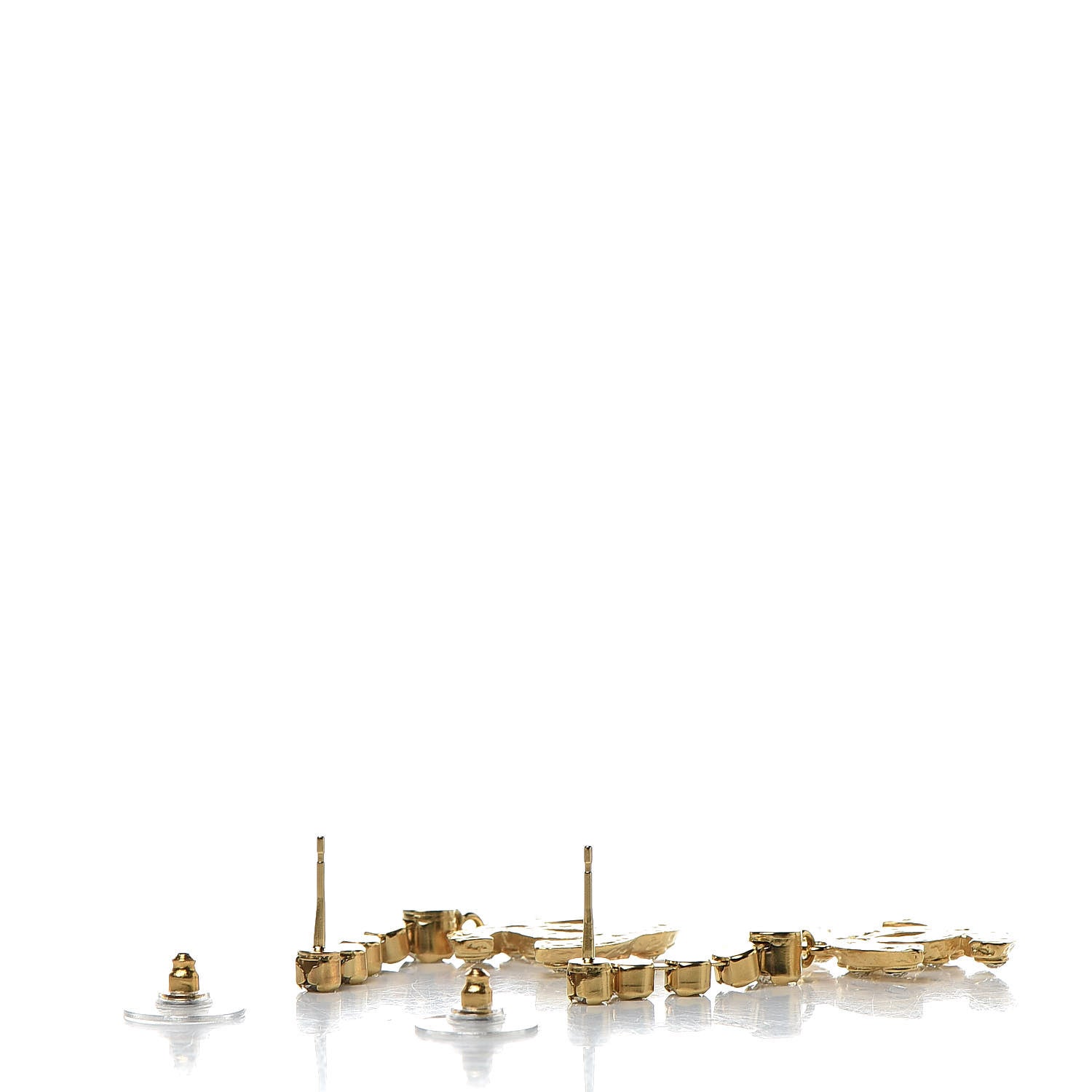 Chanel CC Crystal Drop Earrings Gold 3 of 5