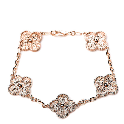 Van Cleef & Arpels 18K Rose Gold 5 Motifs Vintage Alhambra Bracelet 1 of 5