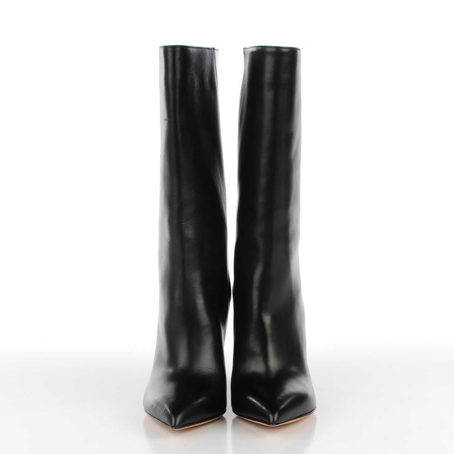 Calfskin Patent Heeled Boots 35 Black