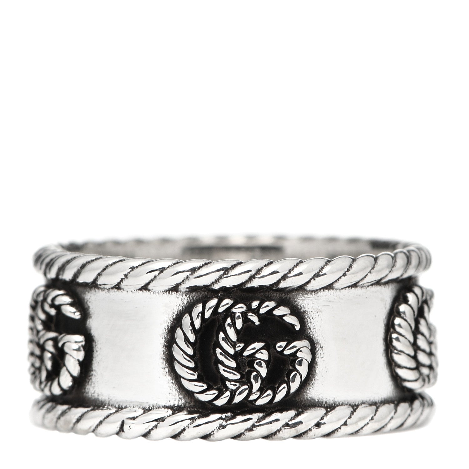 Gucci Sterling Silver Torchon GG Band Ring 54 6.75 3 of 7