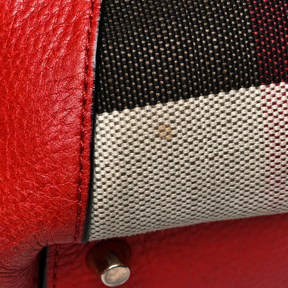 Burberry Grainy Calfskin House Check Small Maidstone Red 15 of 18