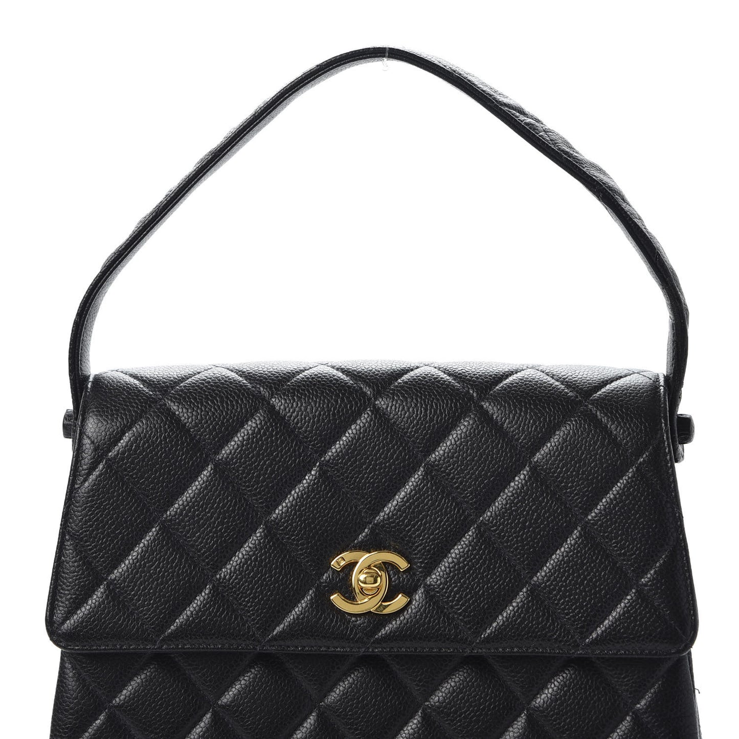Caviar Quilted Medium Kelly Flap Black