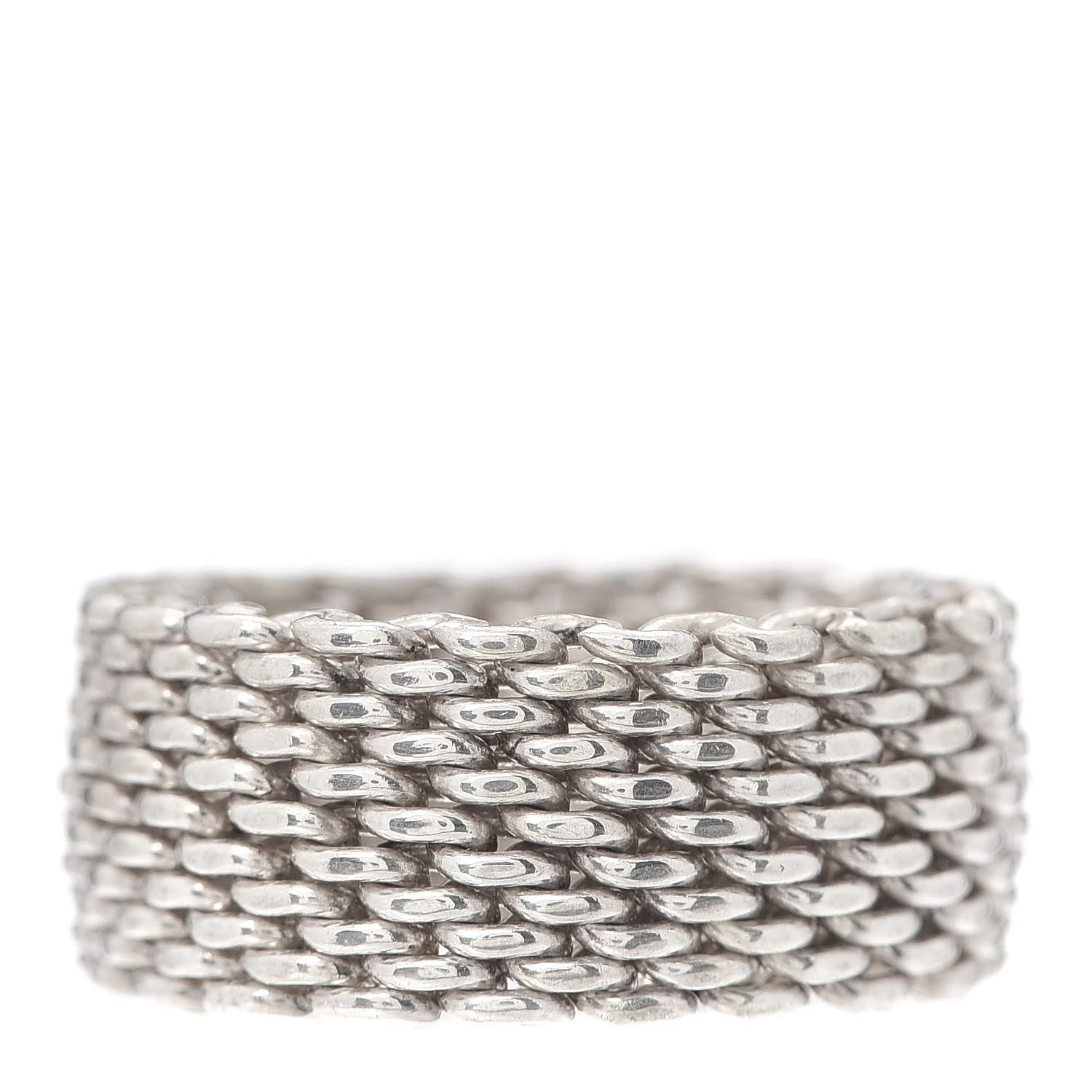 Tiffany Sterling Silver Mesh Somerset Ring 50 5.5 1 of 4