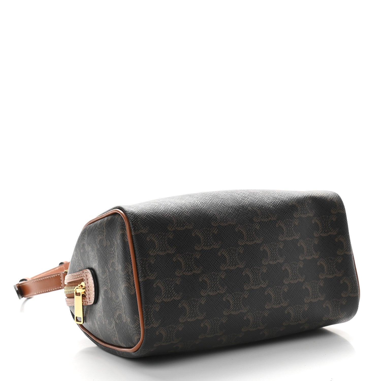 Celine Triomphe Canvas Calfskin Small Boston Bag Tan 4 of 9