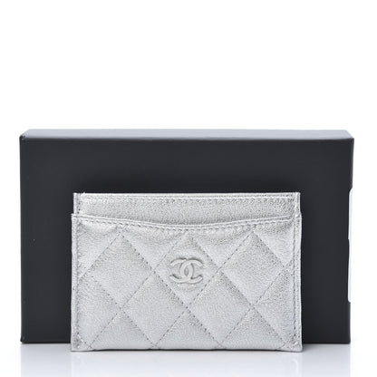 Chanel Metallic Lambskin Quilted Card Holder Silver 9 of 9
