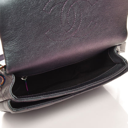 Chanel Iridescent Goatskin Quilted Small Double Carry Waist Chain Flap Purple 7 of 9