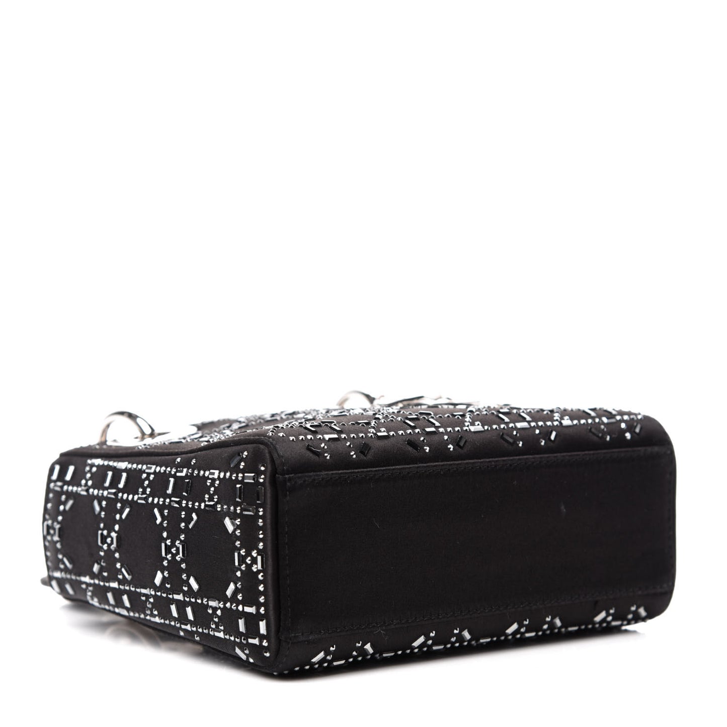 Satin Crystal Cannage Mini Lady Dior Black