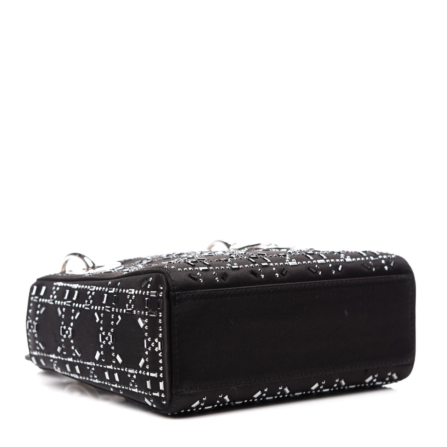 Christian Dior Satin Crystal Cannage Mini Lady Dior Black 4 of 11