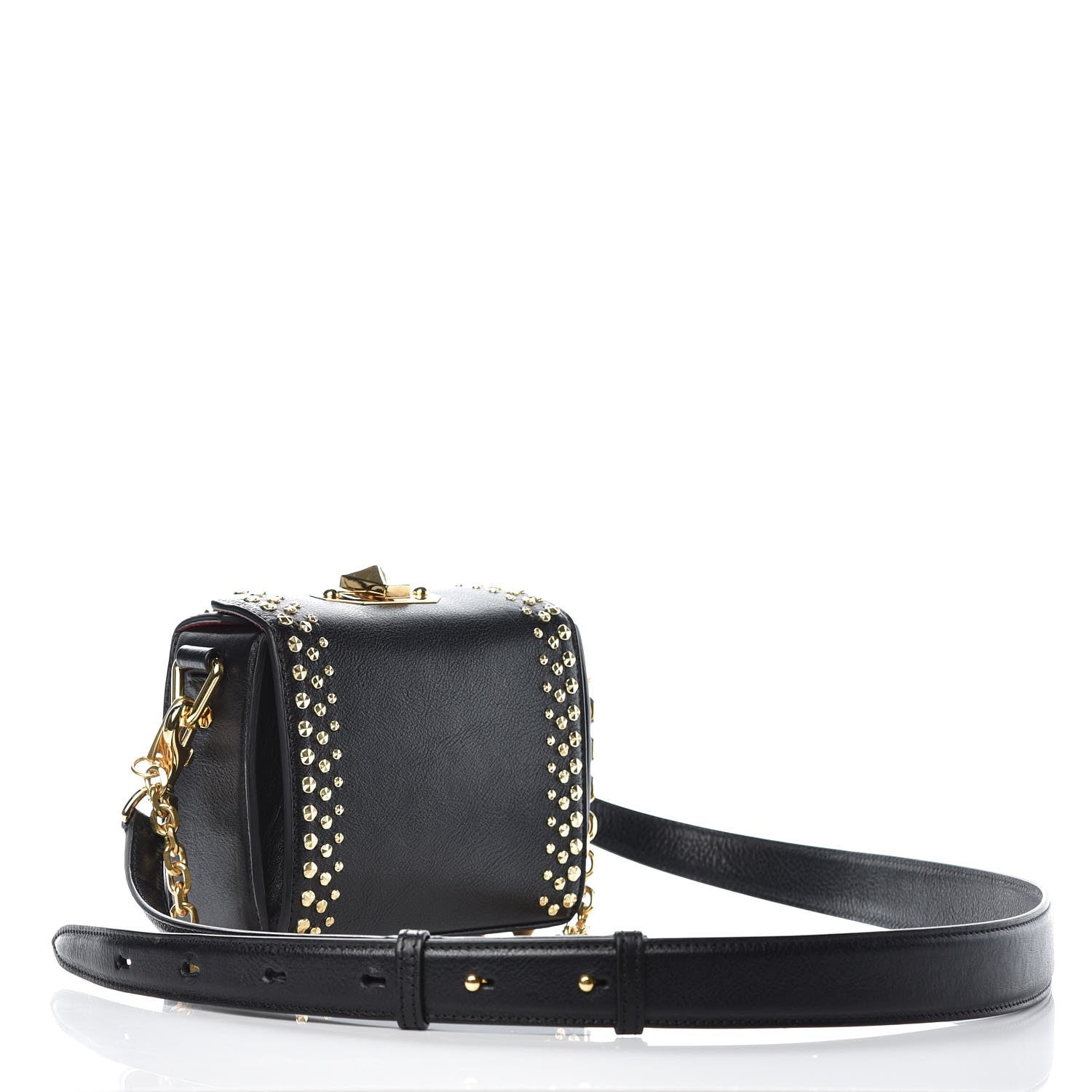 Alexander McQueen Grained Calfskin Studded Box Shoulder Bag 16 Black 11 of 16