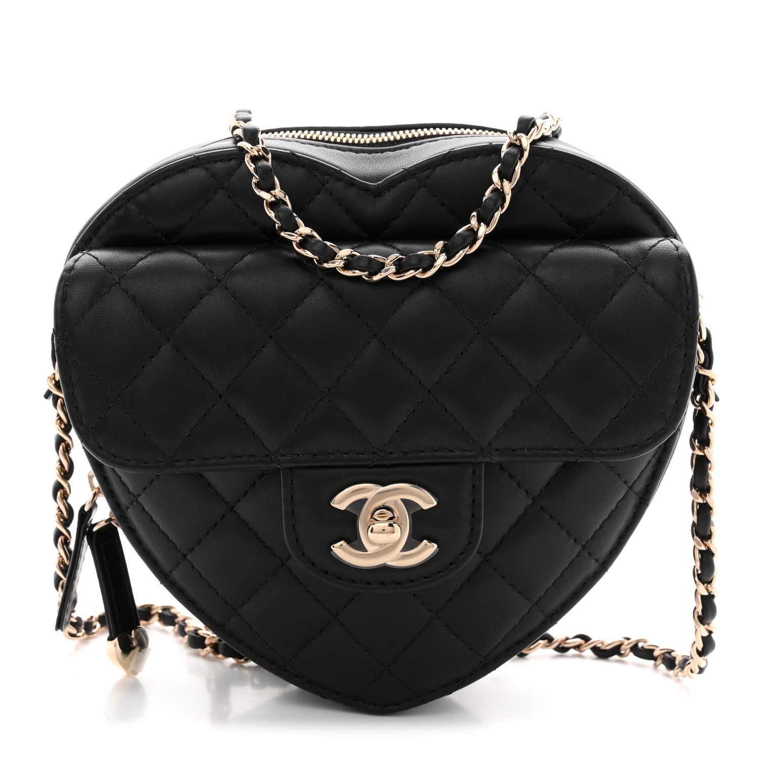 Chanel Lambskin Quilted CC In Love Heart Bag Black 1 of 11