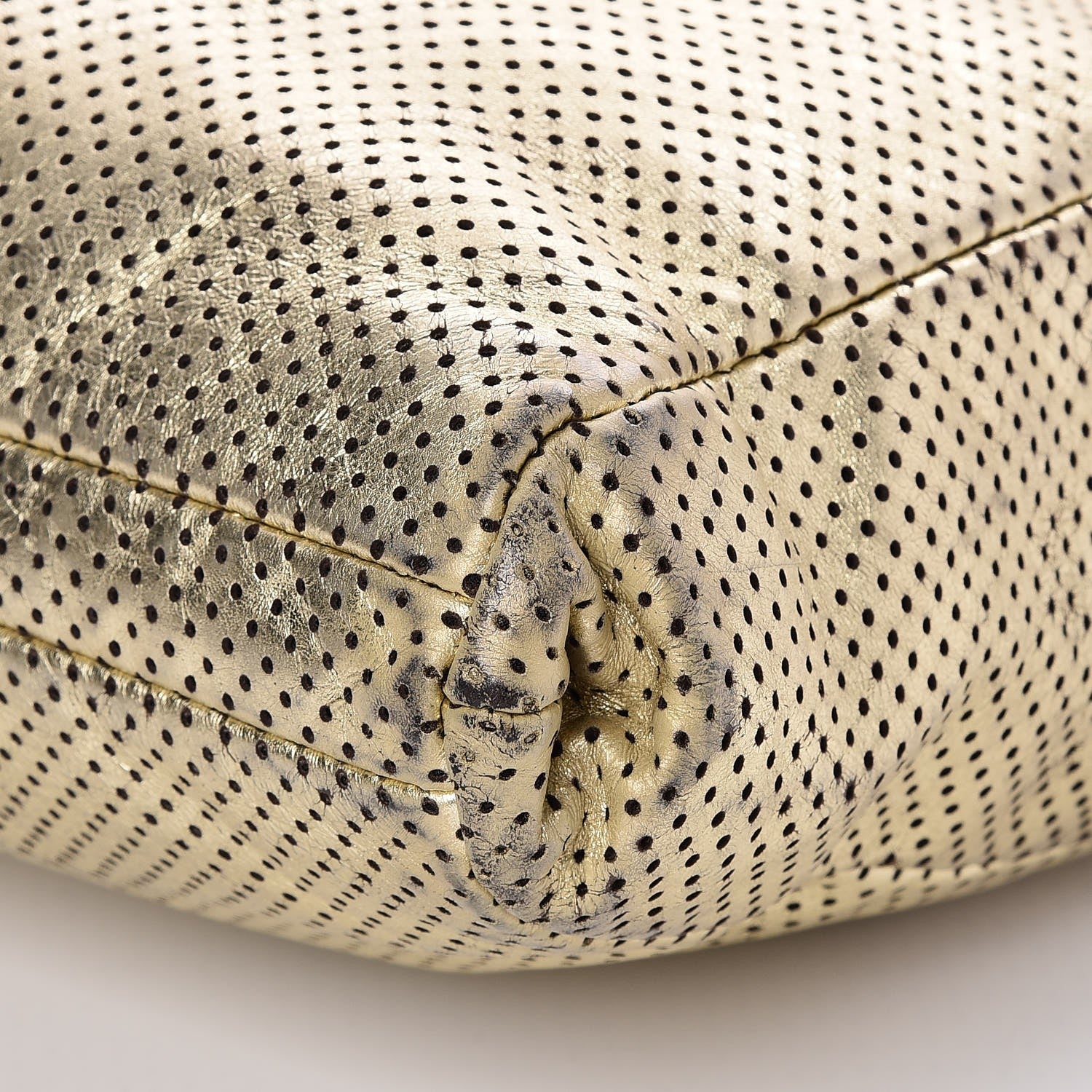 Chanel Metallic Crackled Calfskin Perforated Drill Shoulder Bag Gold 10 of 12