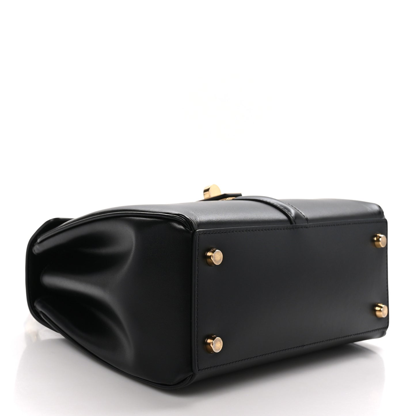 Satinated Calfskin Small 16 Top Handle Bag Black