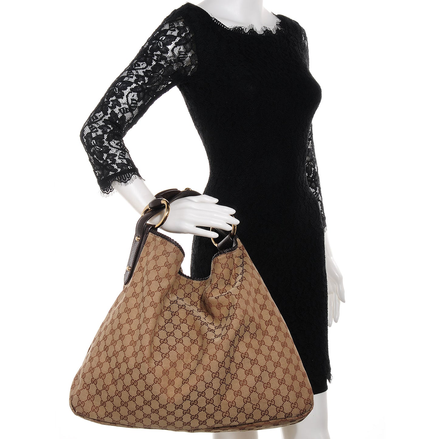 Monogram Large Horsebit Chain Hobo Brown