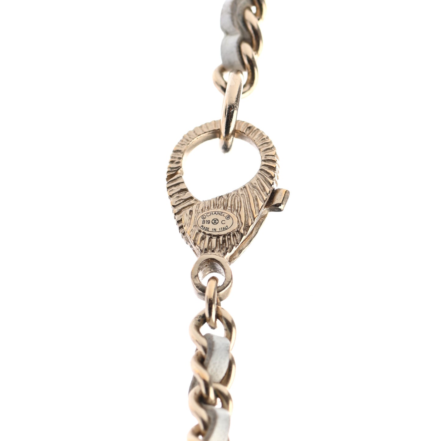 Lambskin Pearl Crystal CC Pendant Necklace Gold