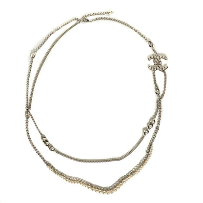 Chanel Pearl CC Multi Strand Necklace Silver 13 of 18