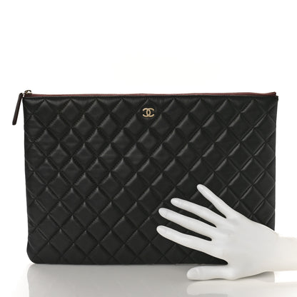 Chanel Lambskin Quilted Large Cosmetic Case Black 2 of 8