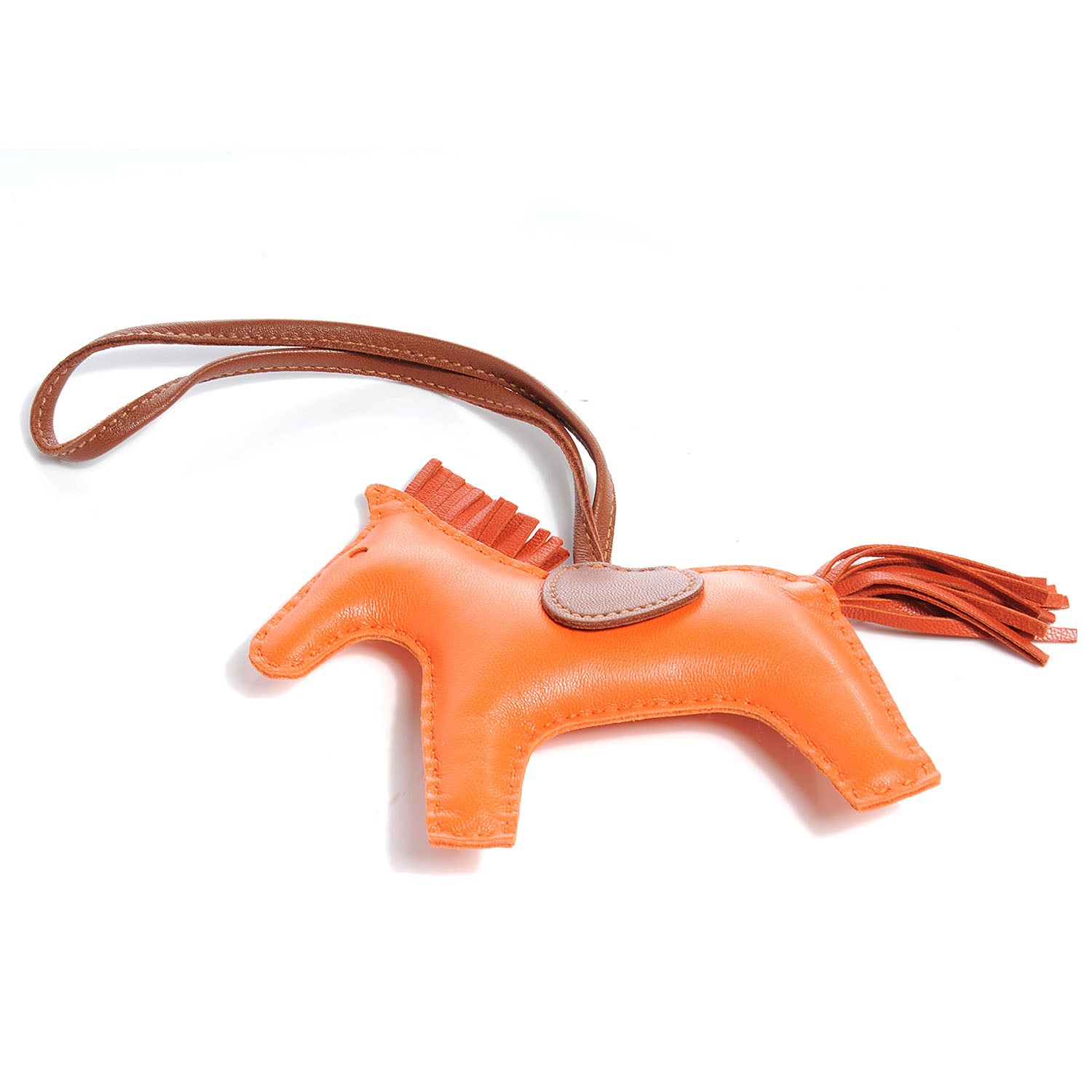 Hermes Milo Lambskin Grigri Rodeo Horse Bag Charm MM Orange 1 of 5