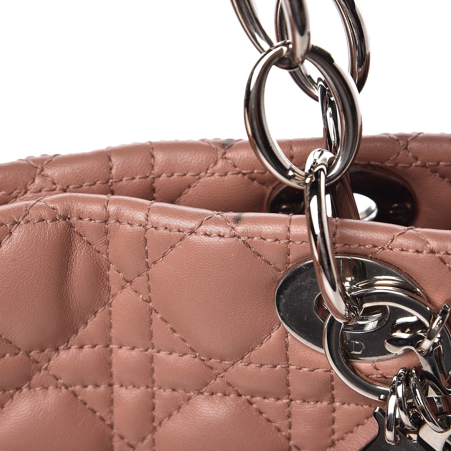 Lambskin Cannage Small Dior Soft Shopping Tote Bois de Rose