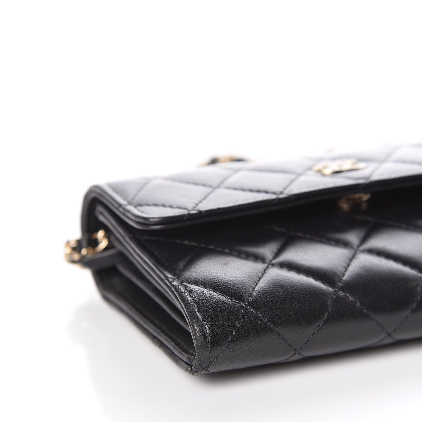 Lambskin Quilted Pearl Clutch With Chain Black