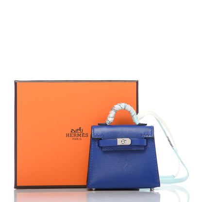 Hermes Tadelakt Mini Kelly Twilly Bag Charm Bleu Electrique 8 of 8