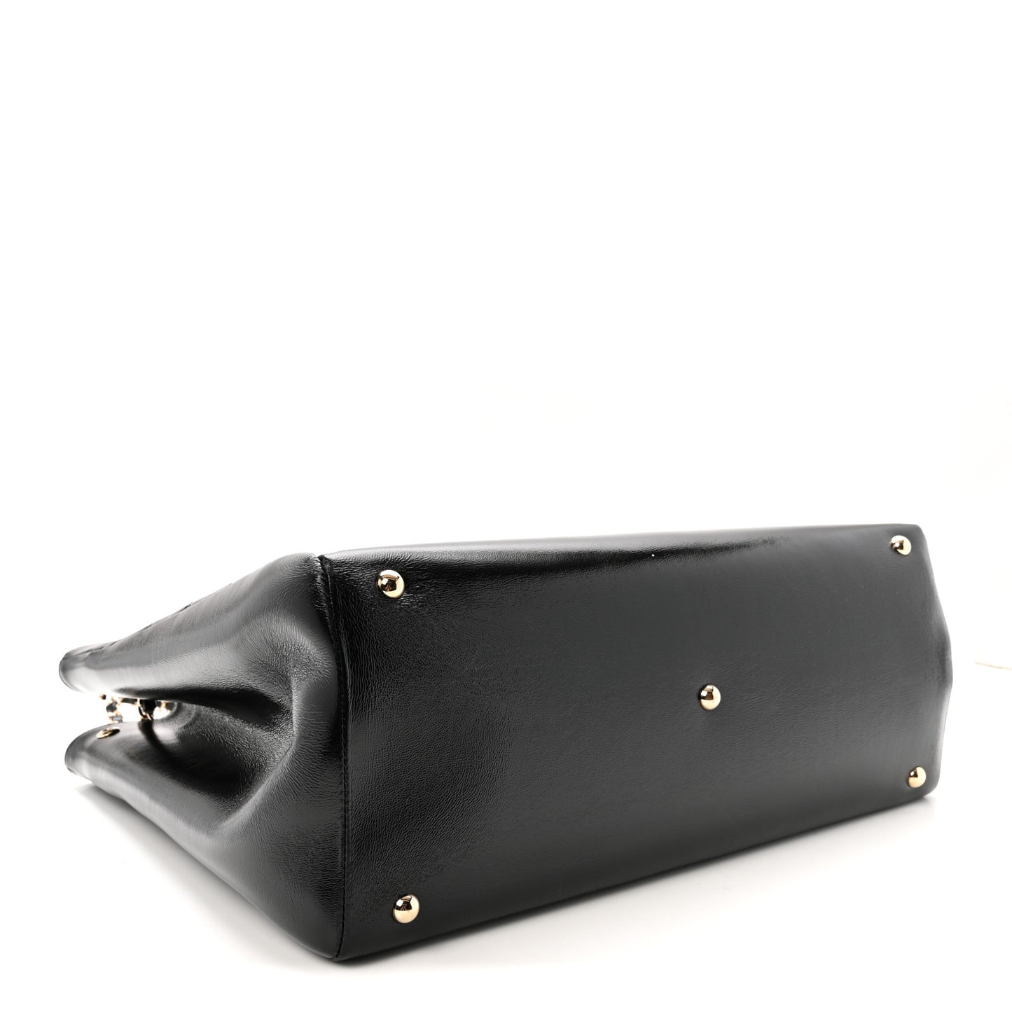 Shiny Lambskin Quilted Large 31 Shopping Bag Black