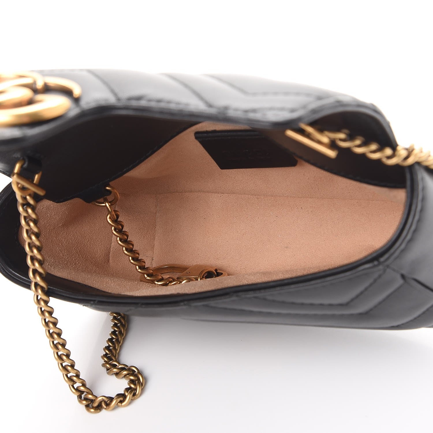 Gucci Calfskin Matelasse Super Mini GG Marmont Shoulder Bag Black 6 of 12