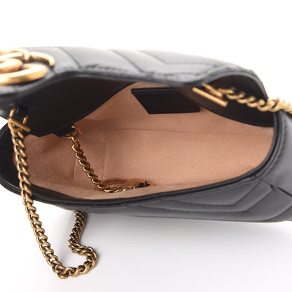 Gucci Calfskin Matelasse Super Mini GG Marmont Shoulder Bag Black 6 of 12