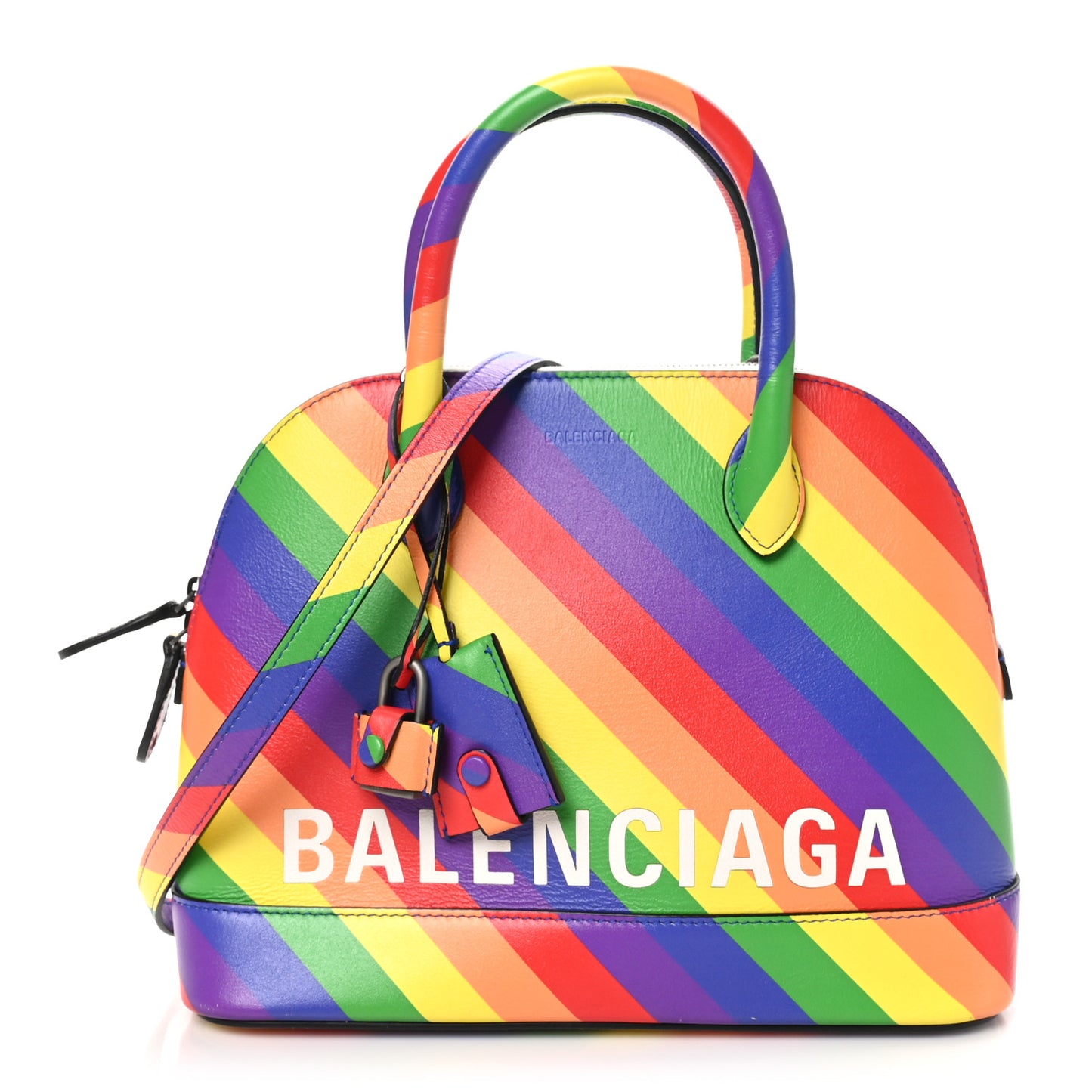 Smooth Calfskin Logo Rainbow S Ville Top Handle Bag Multicolor