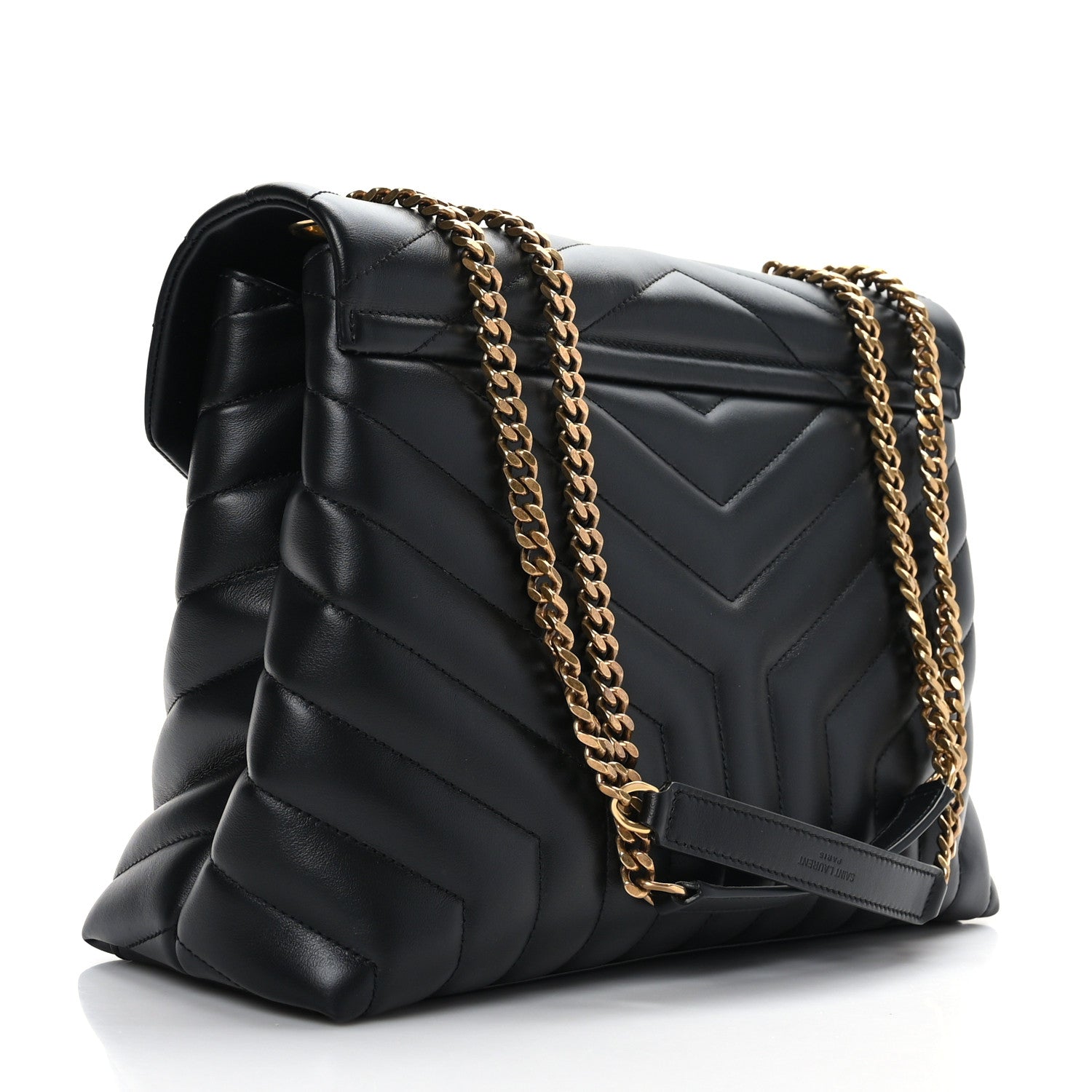 Saint Laurent Calfskin Y Quilted Monogram Medium Loulou Chain Satchel Black 3 of 9