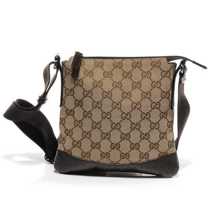 Gucci Monogram Calfskin Perforated Small Flat Messenger Bag Dark Brown 4 of 9