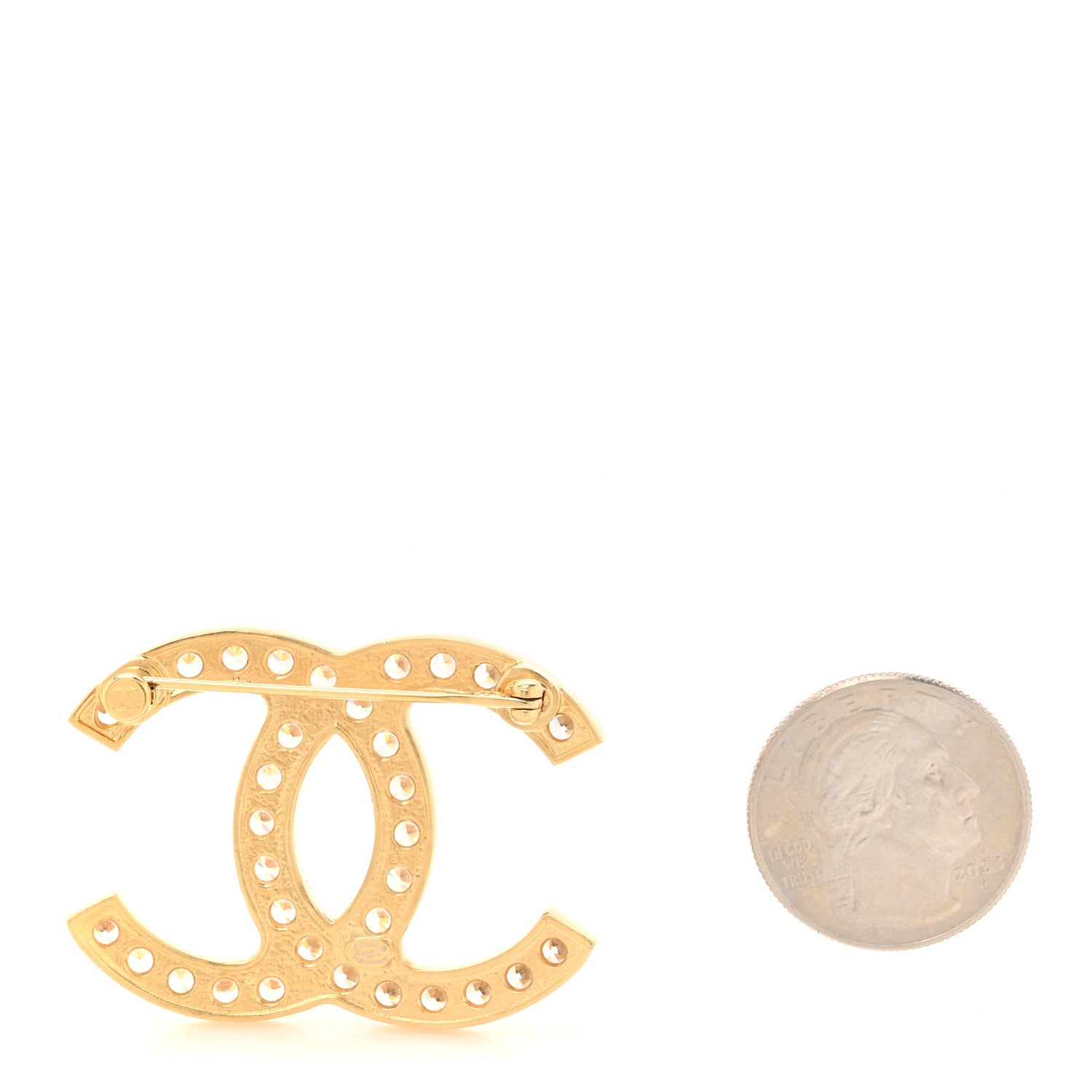 Chanel Metal Crystal CC Brooch Gold 2 of 4